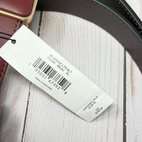 COACH Grace Plaque Buckle Belt - XL - Wine Oxblood - New  display picture 1